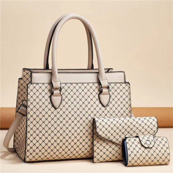 Women’s Luxury Handbag With Wallet – White Checks